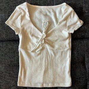 EUC Cream Aeropostale Tween Size XS Eyelet Baby Doll Sleeve